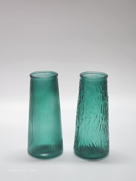 طقم 2 مزهرية زجاج لون تركواز