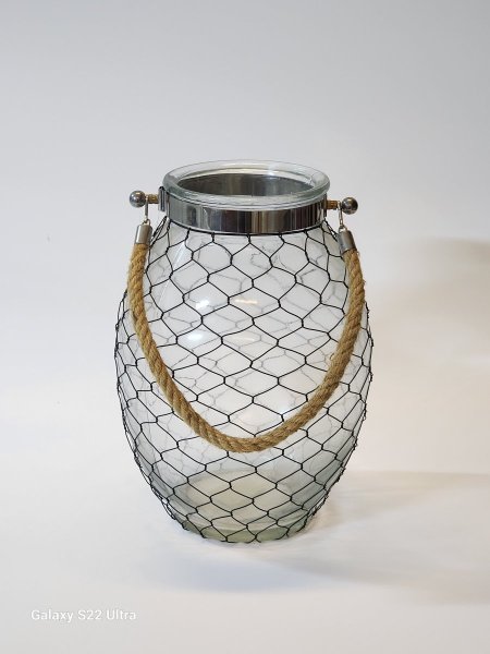 قنديل زجاج مشبك حديد يد خيش