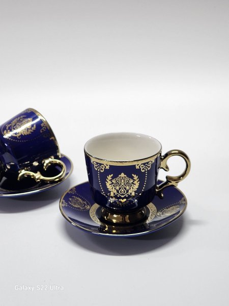 فناجين ملون /12 مرسم ذهبي