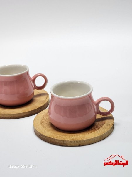 فناجين ملون /12 صحن خشب