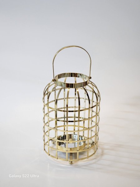 قنديل معدن مشبك مطلي لون ذهبي