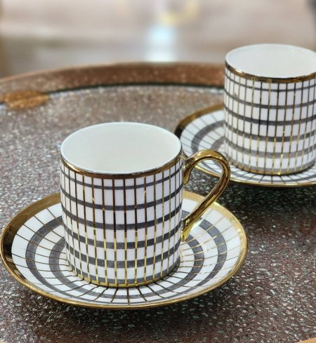 فناجين قهوة بورسلان ابيض مذهب /12