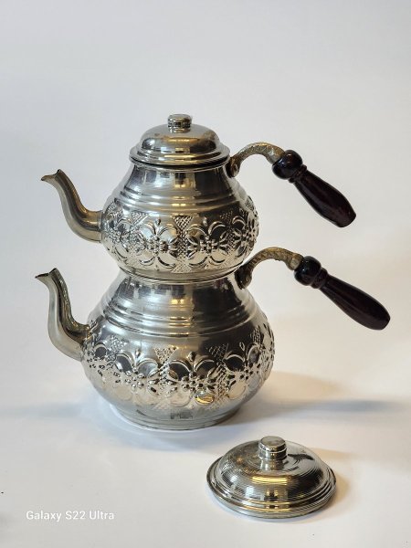 ابريق شاي طابقين نحاس تركي