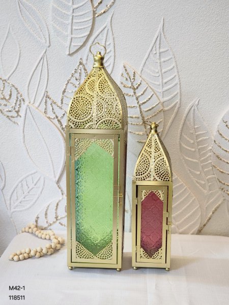 طقم 2 قنديل حديد ذهبي