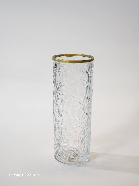 مزهرية زجاج حز ذهبي