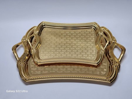 طقم صواني ستيل تركي ذهبي /2