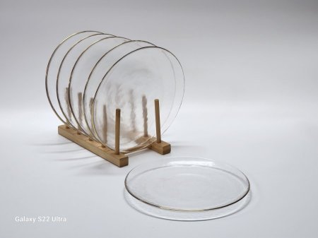 صحن زجاج شفاف صفح /6 حز ذهبي