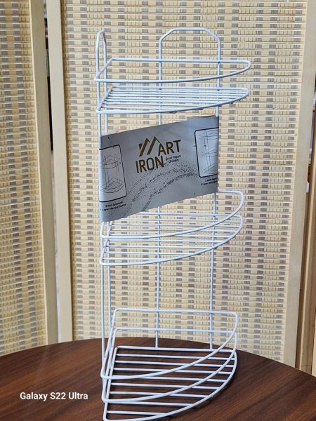 زاوية شامبو معدن مطلي ابيض 3طبقات