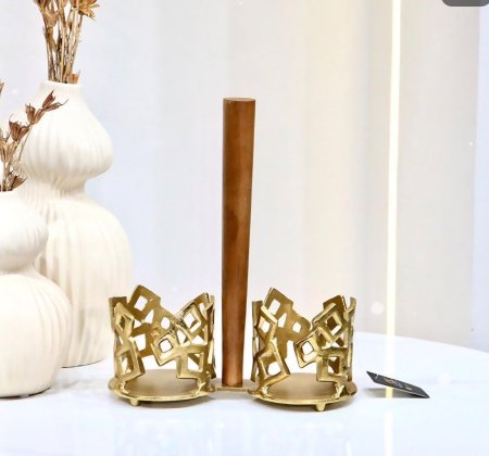 حمالة كاسات نحاس يد خشب هندي