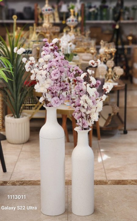 طقم مزهريات معدن لون ابيض