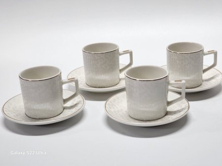 فناجين قهوة بورسلان ابيض أسطواني مرسم /12