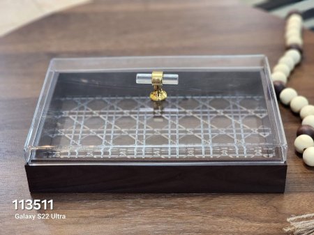 مضيفة أكريلك لون خشبي مع غطاء مستطيلة