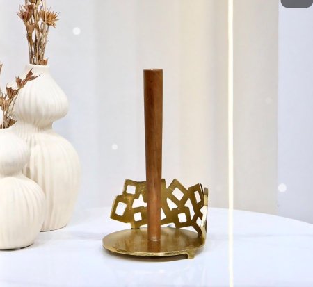 حمالة محارم نحاس يد خشب هندي