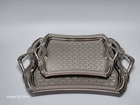 طقم صواني ستيل تركي فضي/2