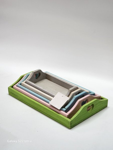 طقم 5 صواني خشب ملون