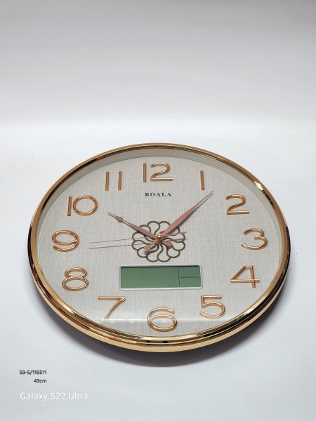 ساعة حائط بلاستيك مقوى شاشة إلكترونية قطر 43سم