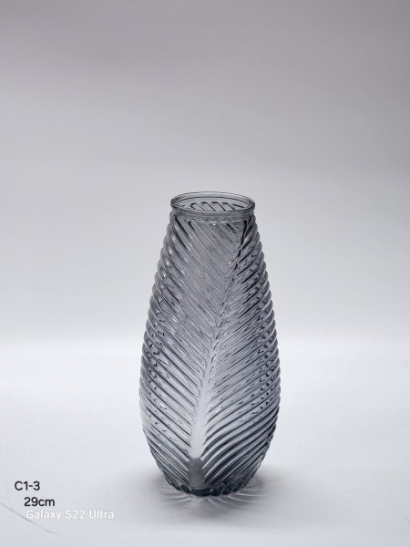 مزهرية زجاج دملاج اسود 29سم