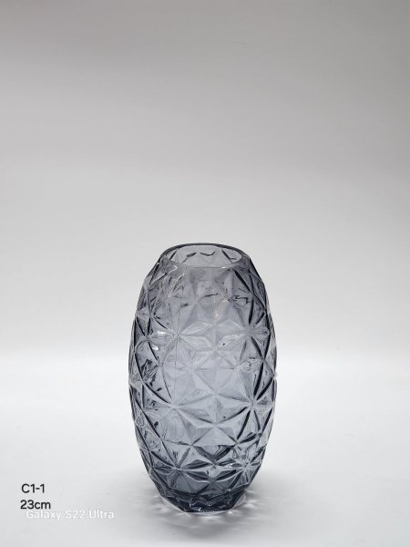 مزهرية زجاج دملاج اسود 23سم