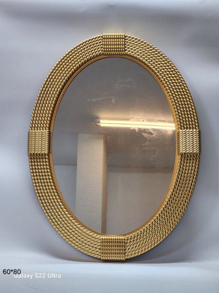 مرآة تعليق اطار ذهبي مجودل بلاستيك مقوى 60*80سم