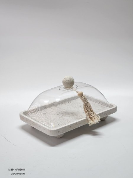 مضيفة حجر مستطيل مع غطاء أكريلك 29*20*18سم