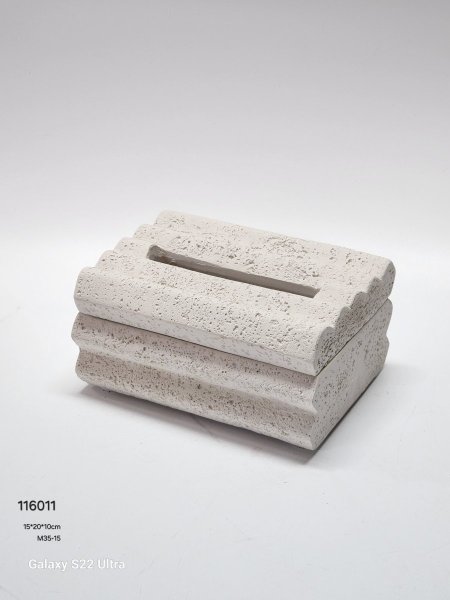 علبة محارم حجر ابيض 15*20*10سم