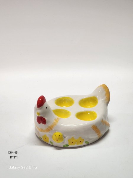 صحن بورسلان شكل دجاجة للبيض