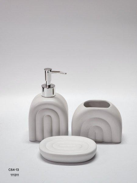 طقم سائل صابون 3قطع جبصين ابيض