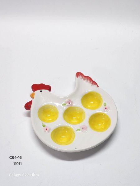 صحن بورسلان شكل دجاجة للبيض