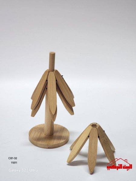 حمالة كوسترات خشب بامبو عدد3