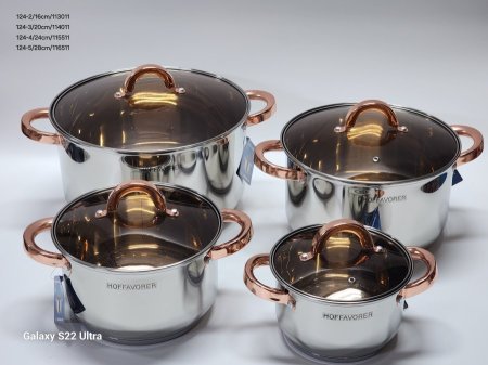 طنجرة ستانلس يد برونزي غطاء زجاج