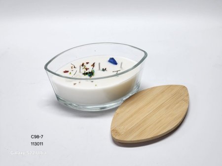 شمعة زجاج غطار خشب