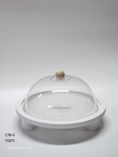 جاط كيك خشب ابيض غطاء أكريلك مسكة يد خشب