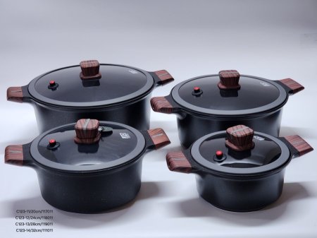 طنجرة جرانيت موزع حراري يد خشبي