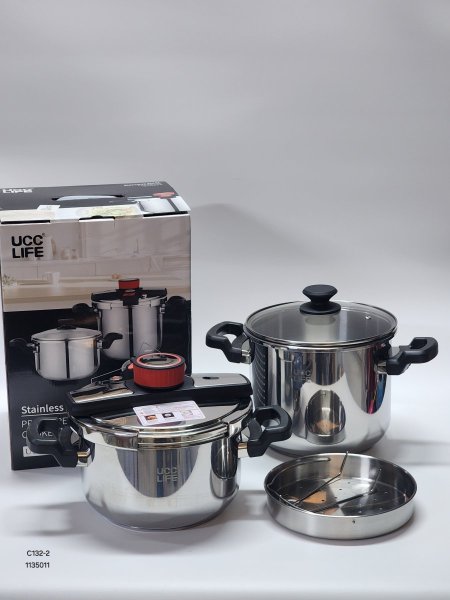 طقم طنجرة ضغط ستانلس غطاء لف 5L+7L