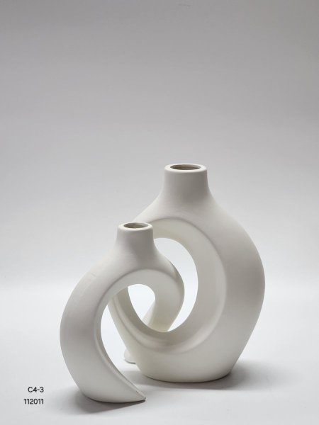 طقم مزهريات جبصين ابيض متداخل