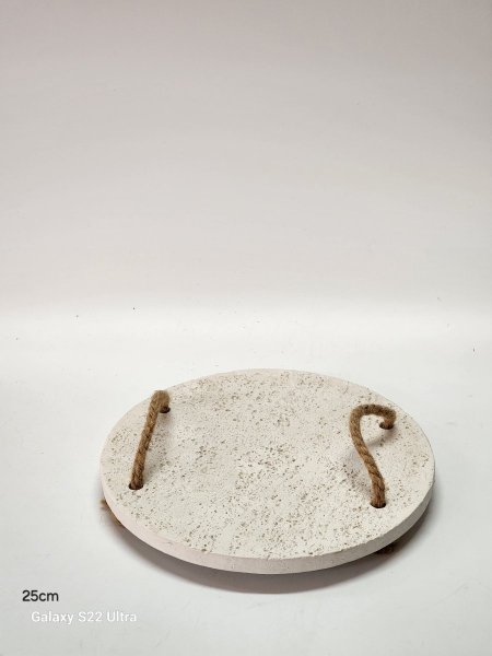 صينية حجر ابيض يد خيش 25سم