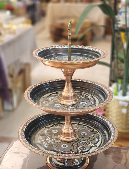 مضيفة نحاس تركي مرسم 3طبقات