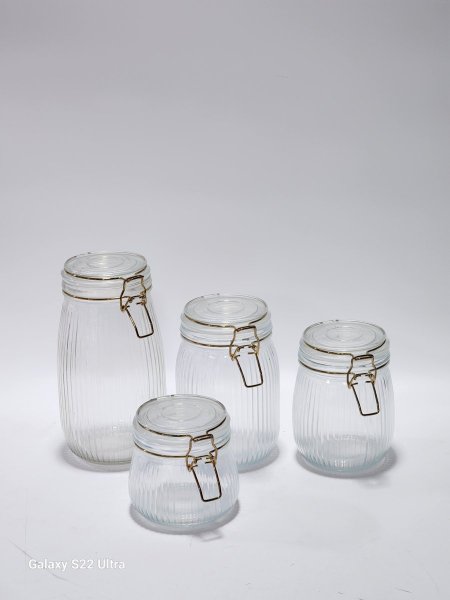 طقم مرطبان زجاج ضغط 4 أحجام