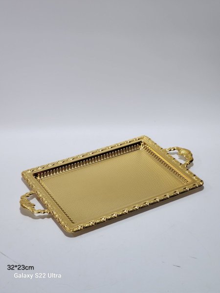 صينية تقديم معدن لون ذهبي 32*23سم