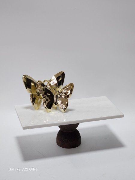 صينية ديكور رخام قاعدة خشب15*30*11سم