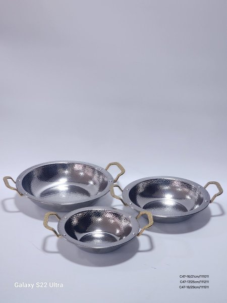 صاج ستانلس مجور يد ذهبي