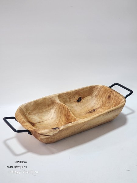 جاط تقديم خشب مقطع يد معدن اسود23*38سم