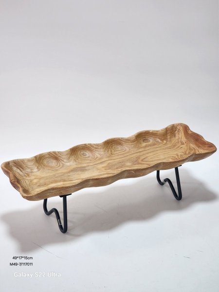 جاط تقدرين خشب متعرج ارجل معدن اسود49*17*15سم