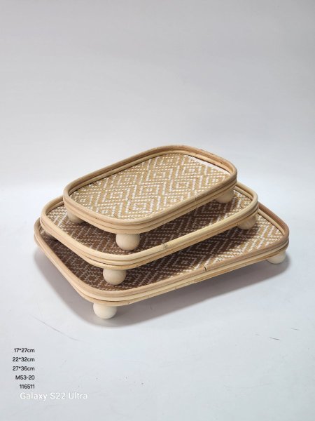 طقم 3صواني خشب ديكور