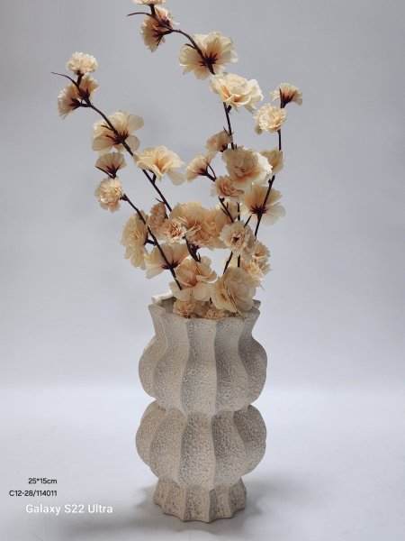 مزهرية جبصين ملمس خشن25*15 سم بدون ورد