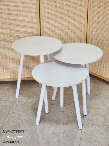 طقم 3سكملات خشب ابيض رجل خشب