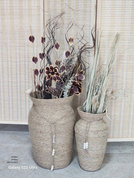 طقم 2 مزهرية قش