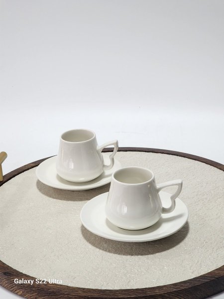 طقم فناجين بوسلان ابيض سادة 12+12صحن