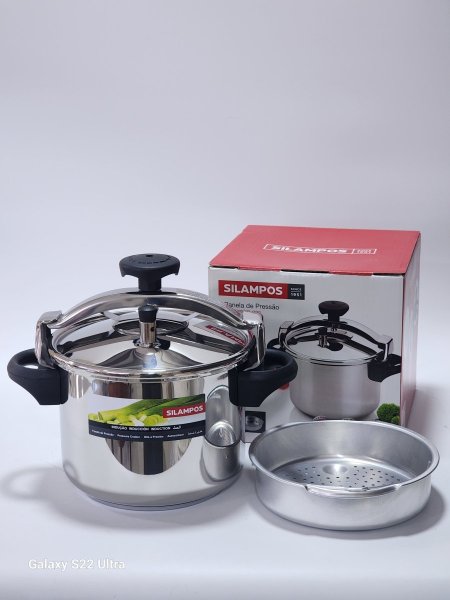 طنجرة ضغط ستانلس مع مصفاة ماركة SILAMPOS صناعة برتغالية