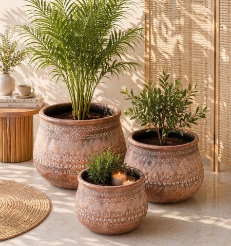 طقم قوار حجر 3قطع لون بني